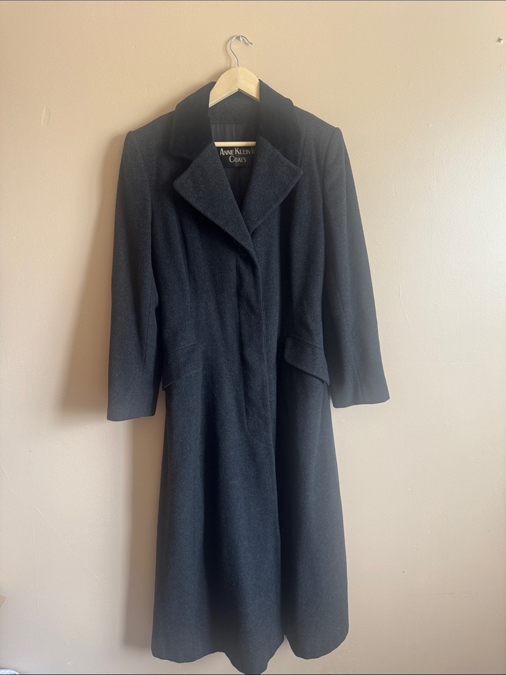 Anne Klein Black Long Trench Coat